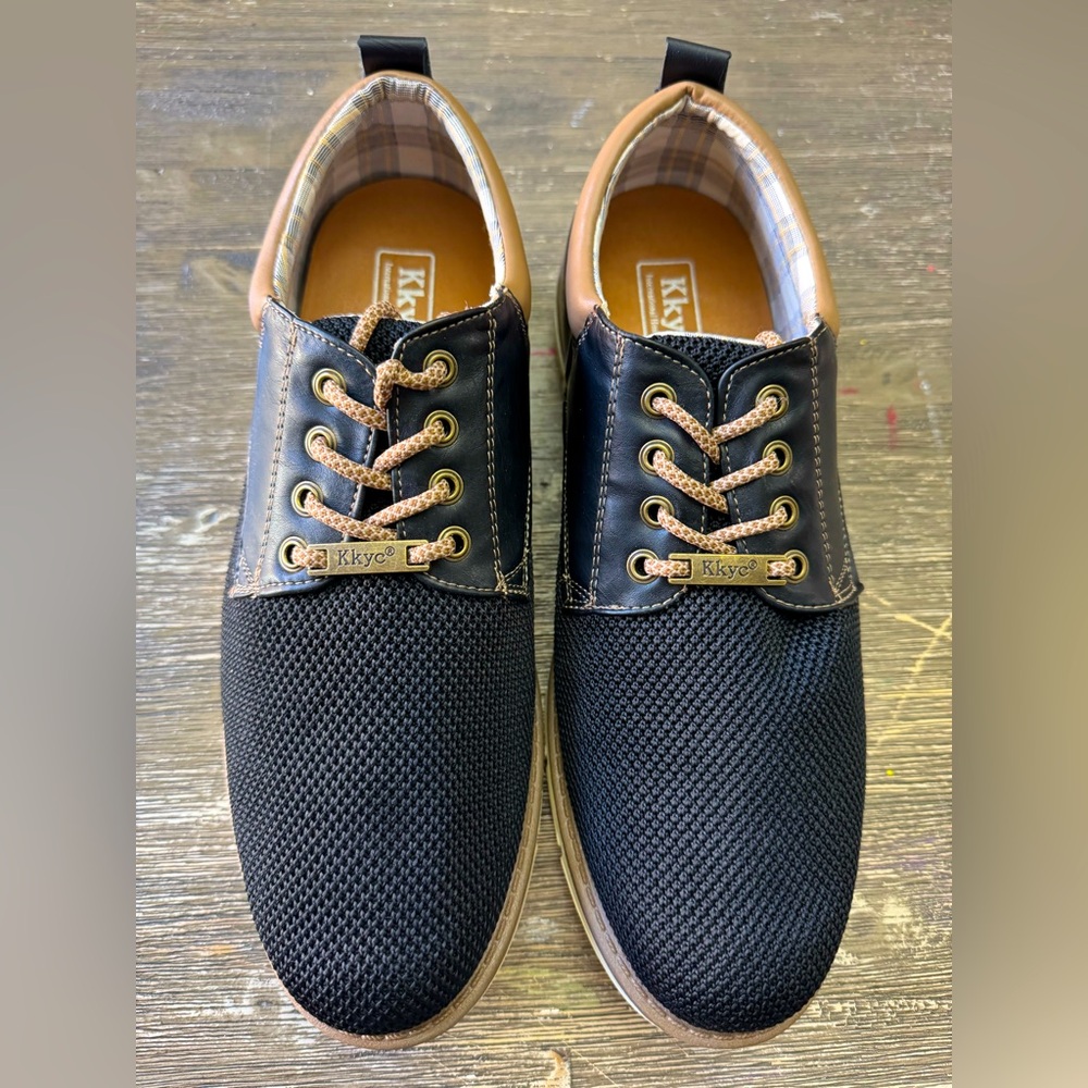 Kkyc Mens Size 10 Low Top Slip On Sneakers Shoes Black Comfortable Lace Up